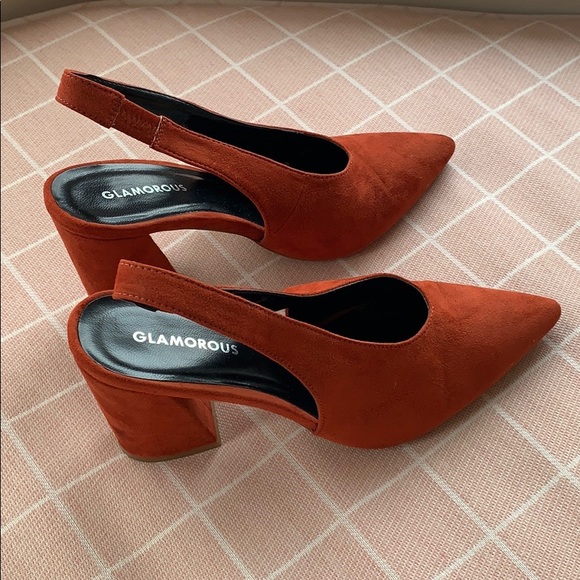 burnt orange block heels